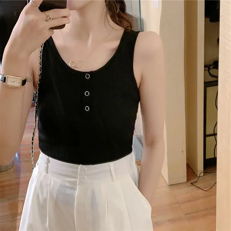 Black Sleeveless Camisole Women's Slim Fit - Image 2