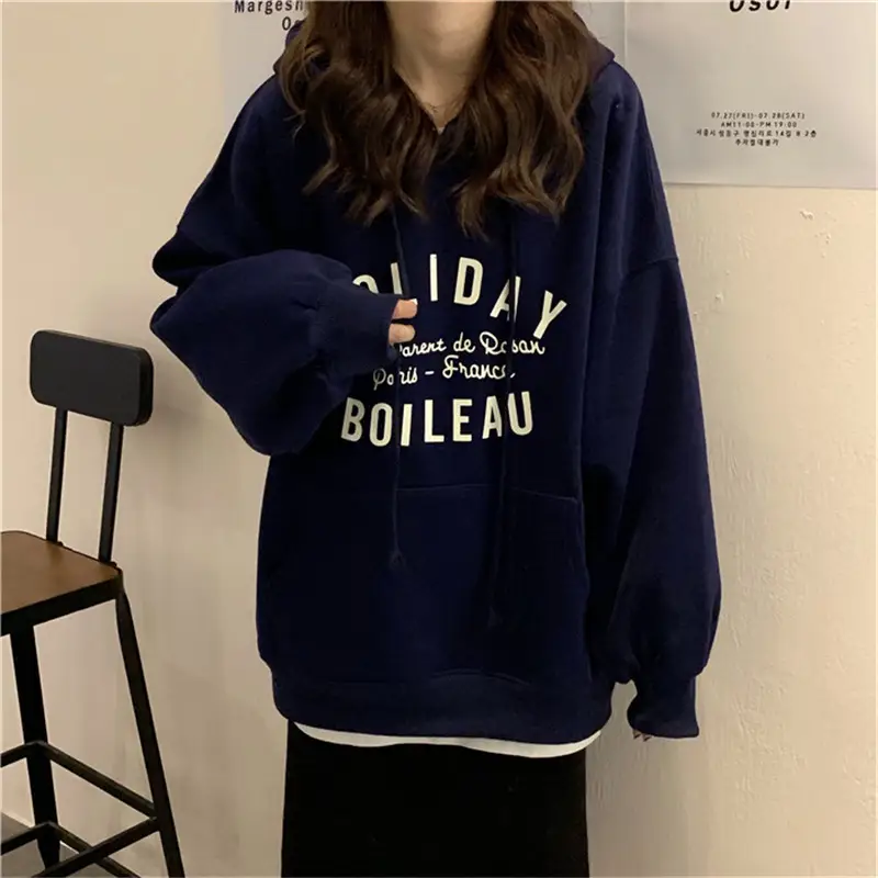 250g Anti-Pilling Velvet Hooded Sweater Red Winter
