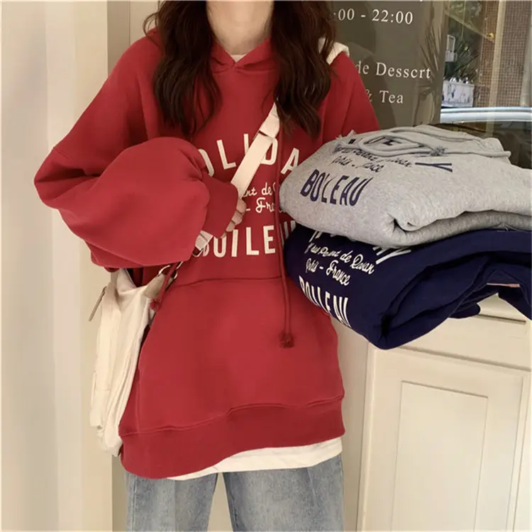 250g Anti-Pilling Velvet Hooded Sweater Red Winter — feature 17