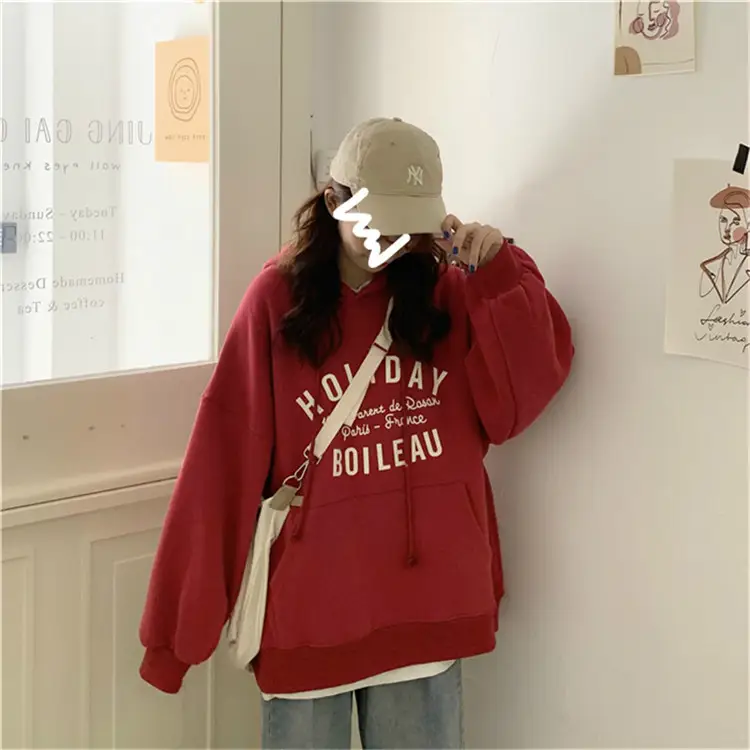 250g Anti-Pilling Velvet Hooded Sweater Red Winter — feature 20