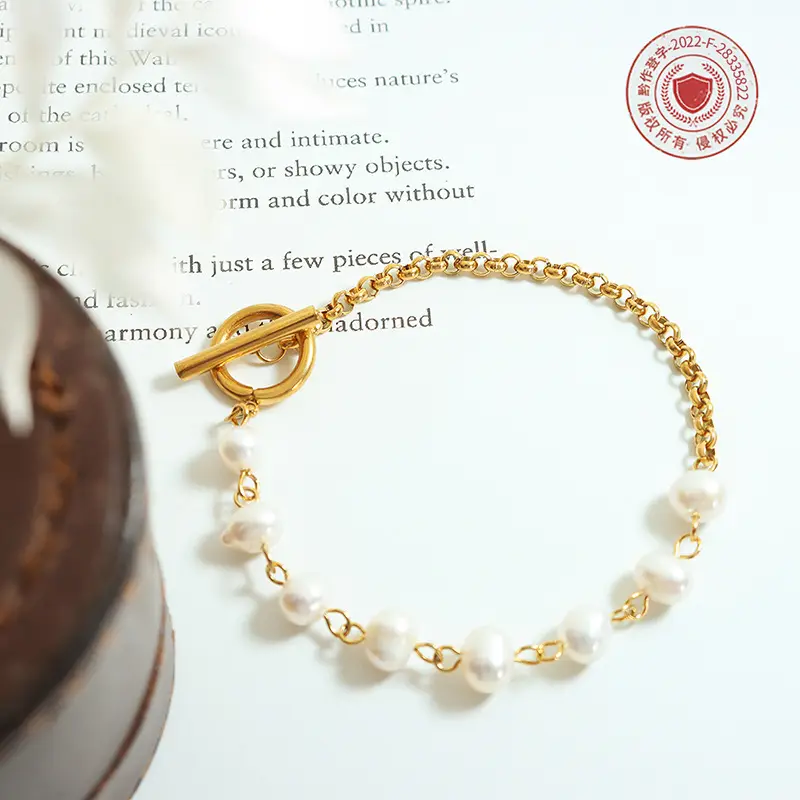 Gold Plated Pearl Buckle Necklace for Women - Image 4
