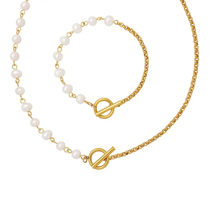 Gold Plated Pearl Buckle Necklace for Women - Image 7