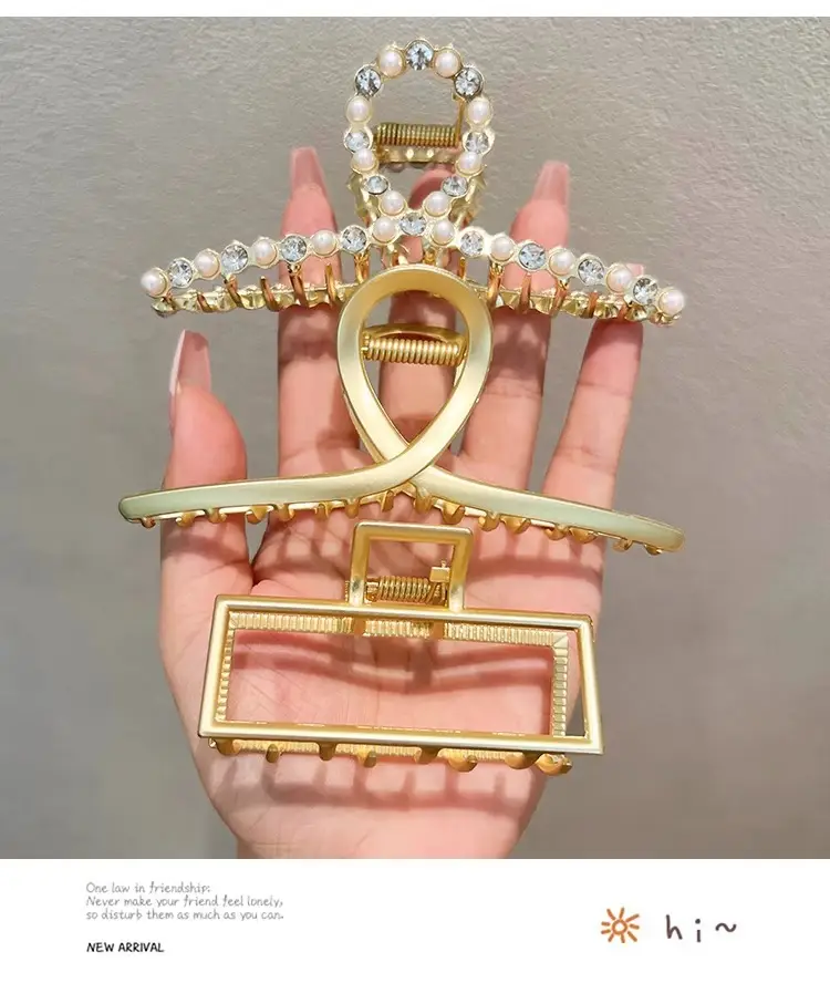 French Retro Pearl Hair Clip Large Size Women — feature 60