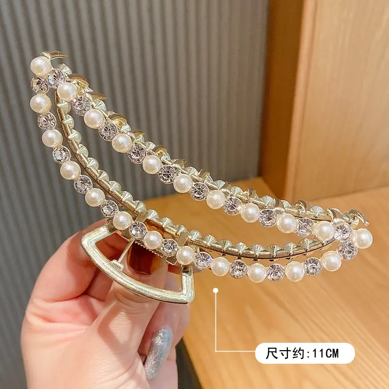French Retro Pearl Hair Clip Large Size Women - Image 9