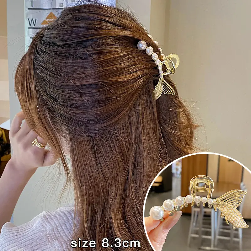 French Retro Pearl Hair Clip Large Size Women - Image 12