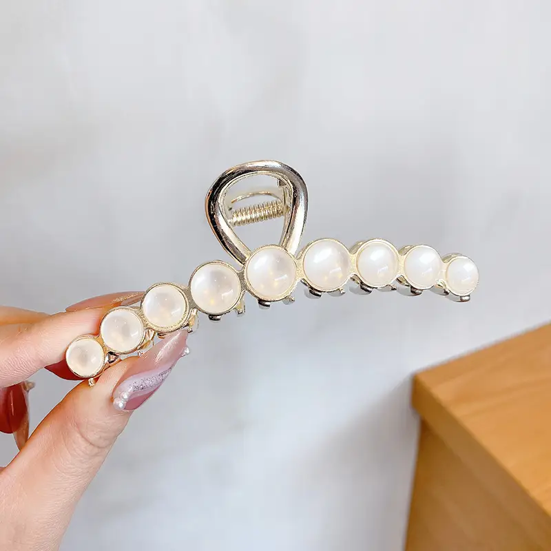 French Retro Pearl Hair Clip Large Size Women - Image 15