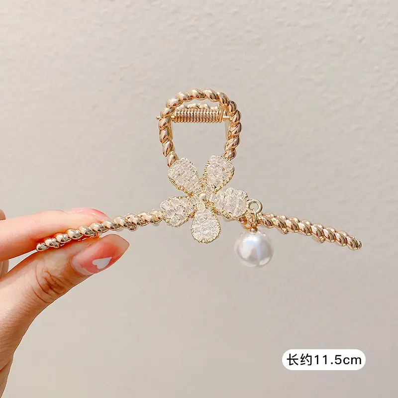French Retro Pearl Hair Clip Large Size Women - Image 22