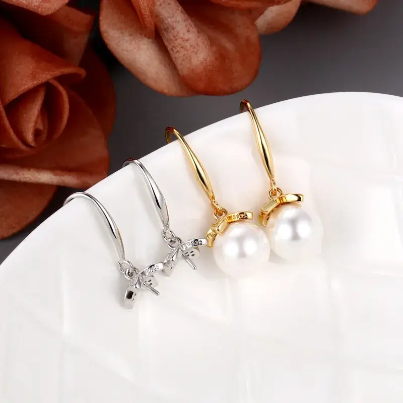 Korean Flower Pearl Earrings Gold Plated - Image 6