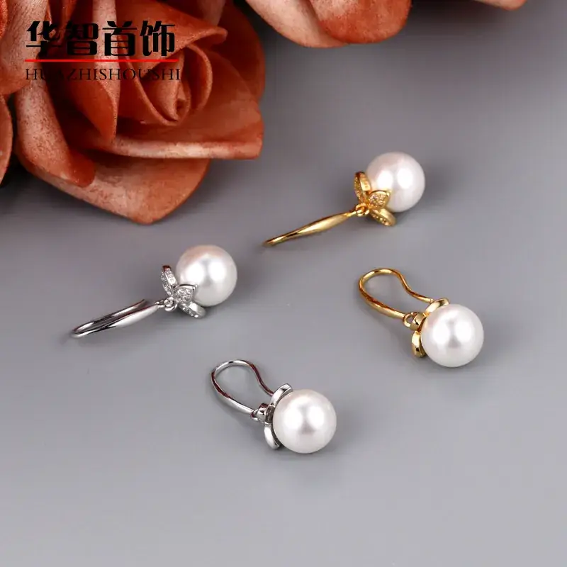 Korean Flower Pearl Earrings Gold Plated - Image 7