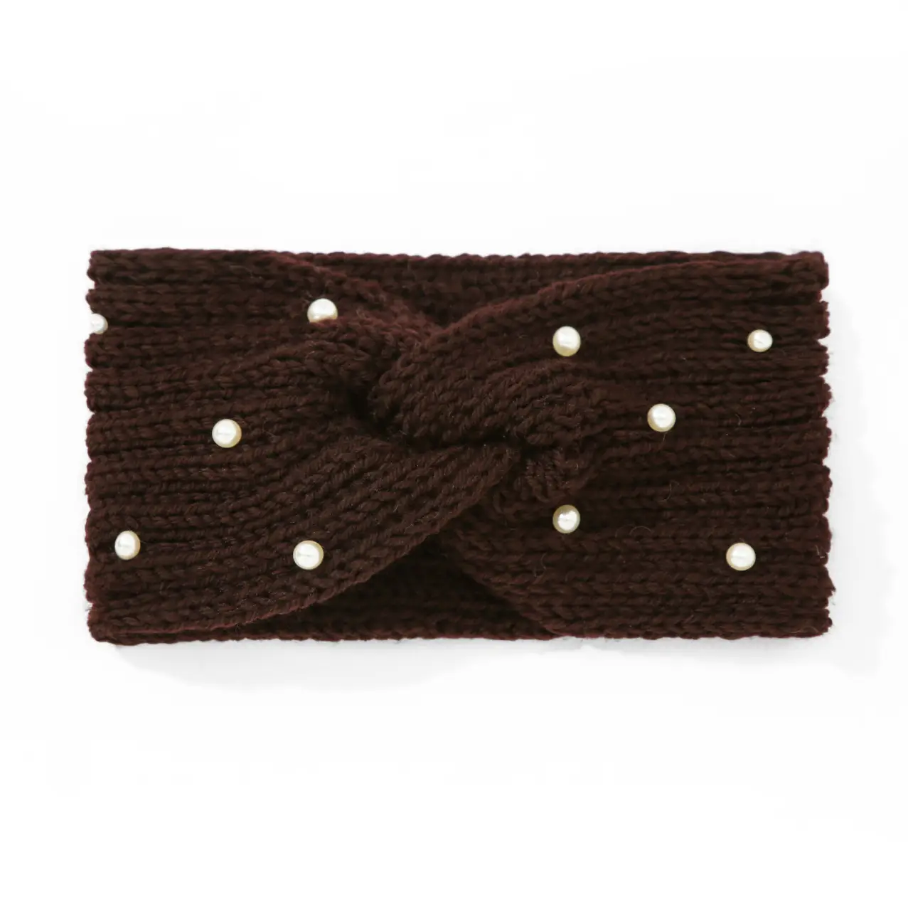 Knitted Yarn Cross Pearl Headband for Women