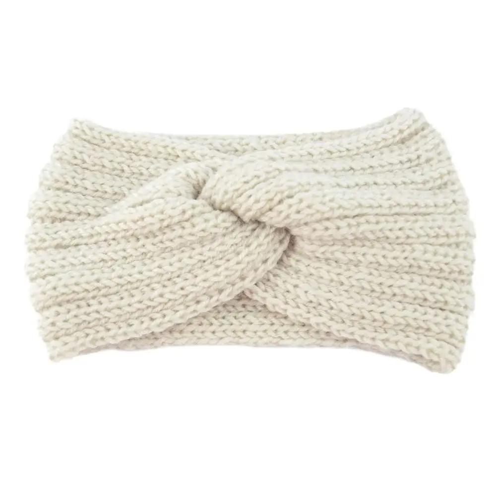 Knitted Yarn Cross Pearl Headband for Women