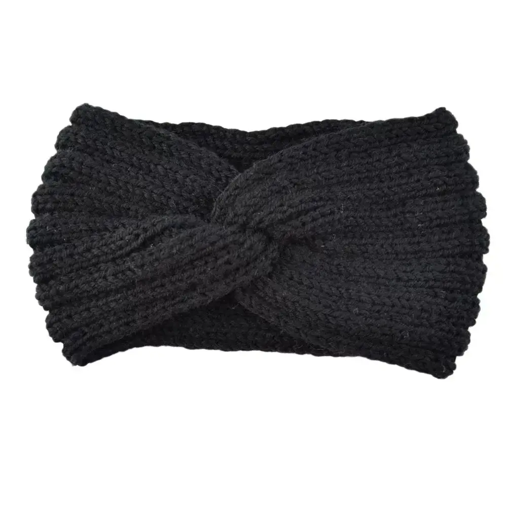 Knitted Yarn Cross Pearl Headband for Women