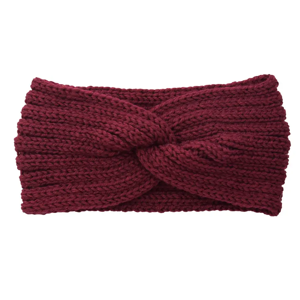 Knitted Yarn Cross Pearl Headband for Women