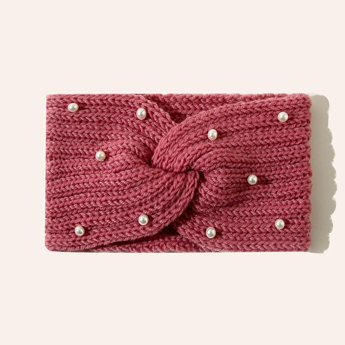 Knitted Yarn Cross Pearl Headband for Women