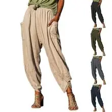 Women Loose Nine Point Jogger Pants Grey Green — feature 5