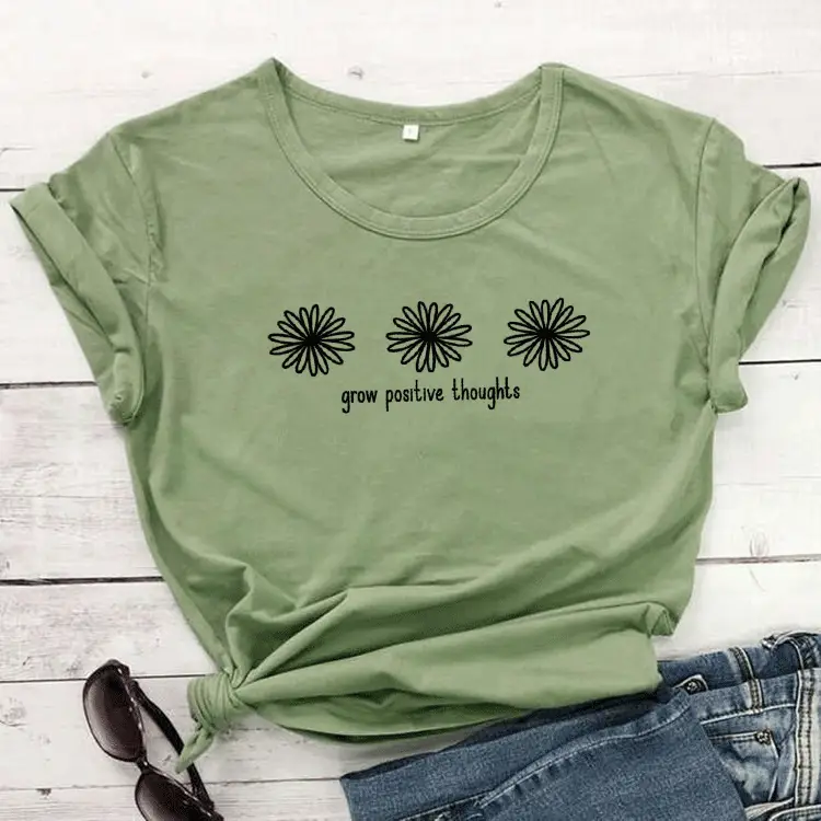 T-shirt with Daisies & Positive Quotes - Image 4
