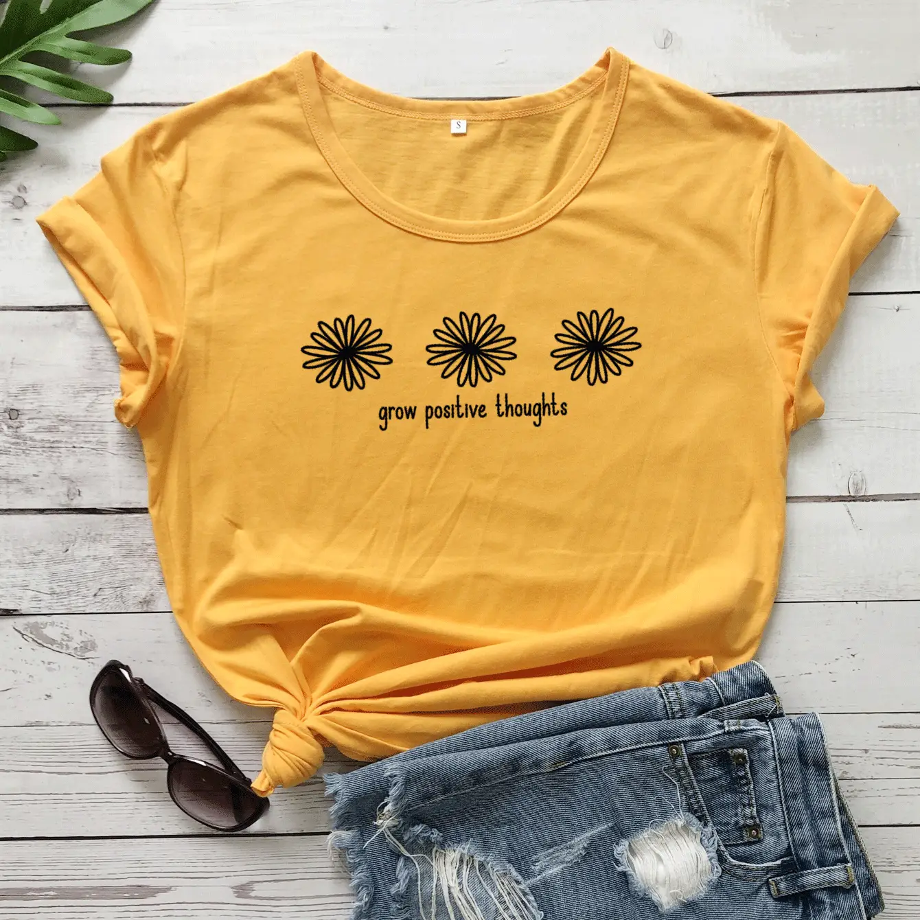 T-shirt with Daisies & Positive Quotes - Image 5