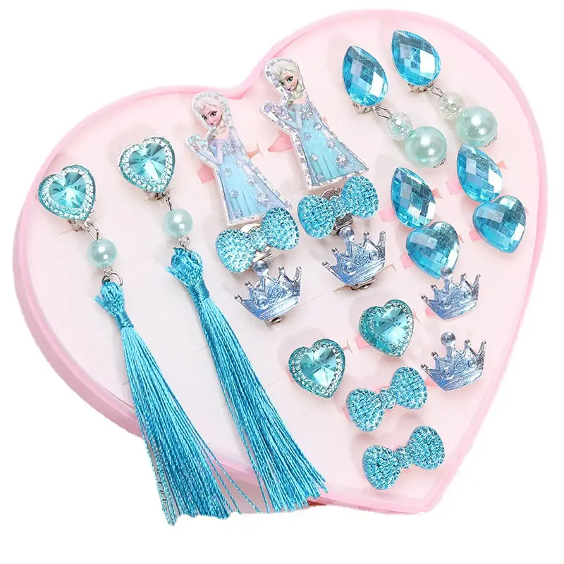 Children's Princess Cartoon Fake Earrings & Ring Set