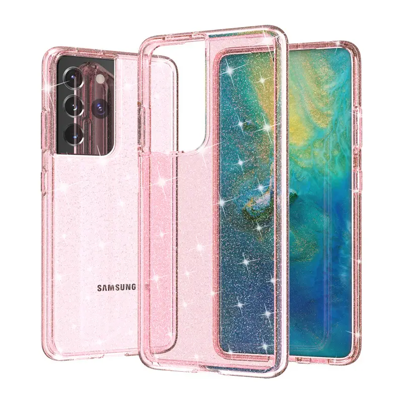 Samsung S21 Ultra Transparent Glitter Protective Case - Image 2
