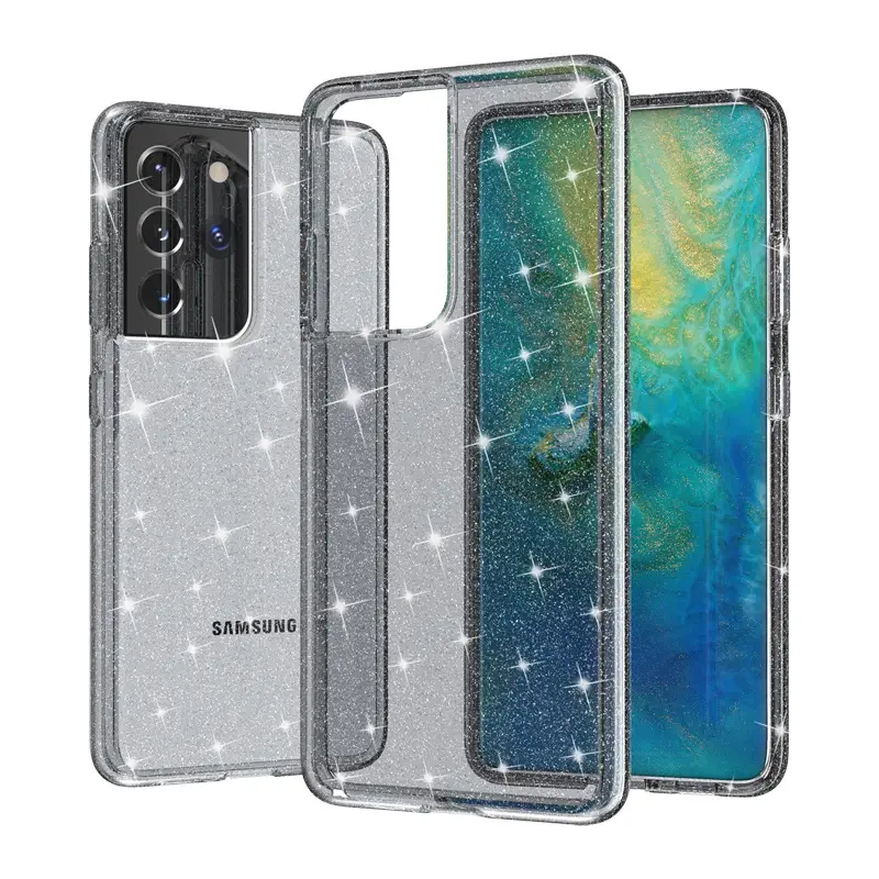Samsung S21 Ultra Transparent Glitter Protective Case - Image 3