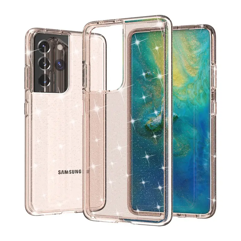 Samsung S21 Ultra Transparent Glitter Protective Case - Image 4