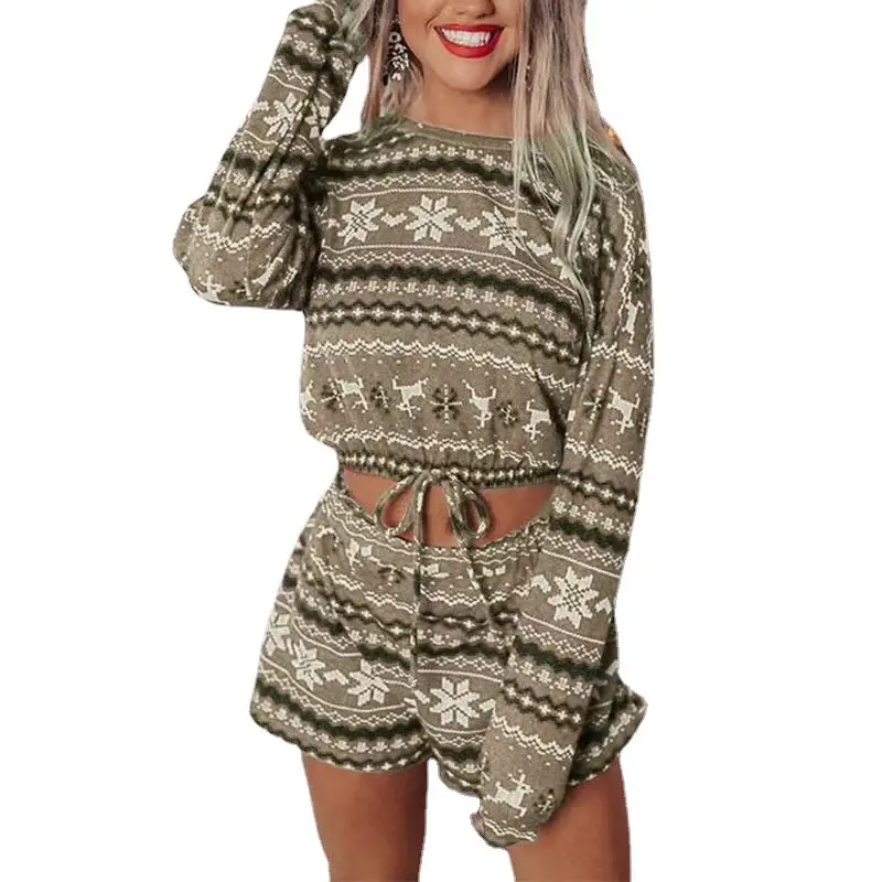 Women's 2021 Printed Purple Shorts Set with Drawstring Waist - Image 9
