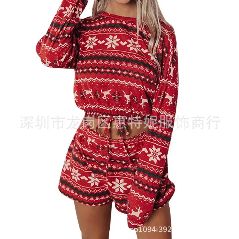 Women's 2021 Printed Purple Shorts Set with Drawstring Waist - Image 2