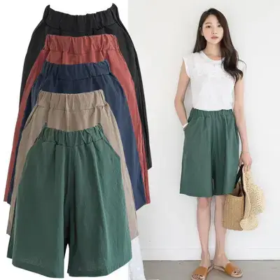 Women Cotton Linen Cropped Shorts Plus Size Hot Summer - Image 8