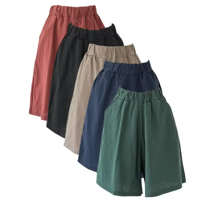 Women Cotton Linen Cropped Shorts Plus Size Hot Summer - Image 9