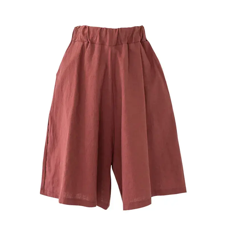 Women Cotton Linen Cropped Shorts Plus Size Hot Summer - Image 5