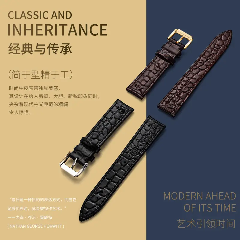 Crocleon Genuine Leather Watch Straps Black Brown