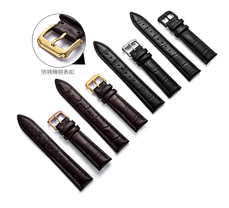 Crocleon Genuine Leather Watch Straps Black Brown — feature 2