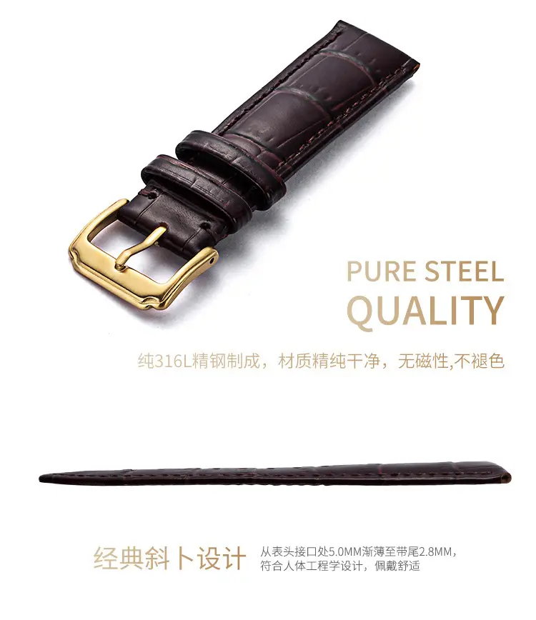 Crocleon Genuine Leather Watch Straps Black Brown — feature 3
