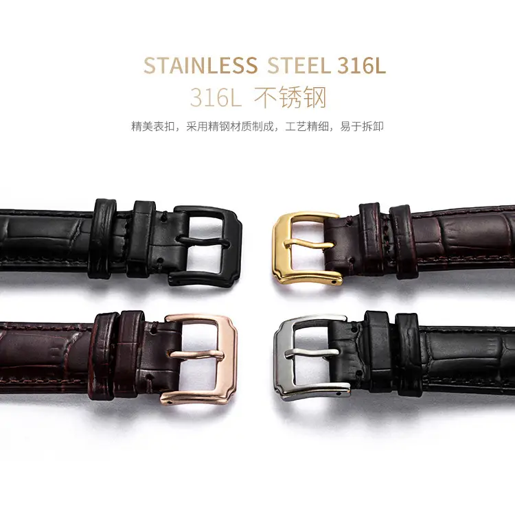Crocleon Genuine Leather Watch Straps Black Brown — feature 4