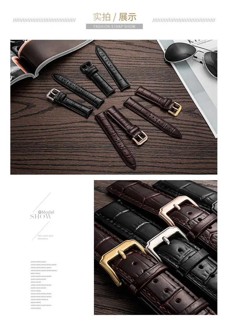 Crocleon Genuine Leather Watch Straps Black Brown — feature 6