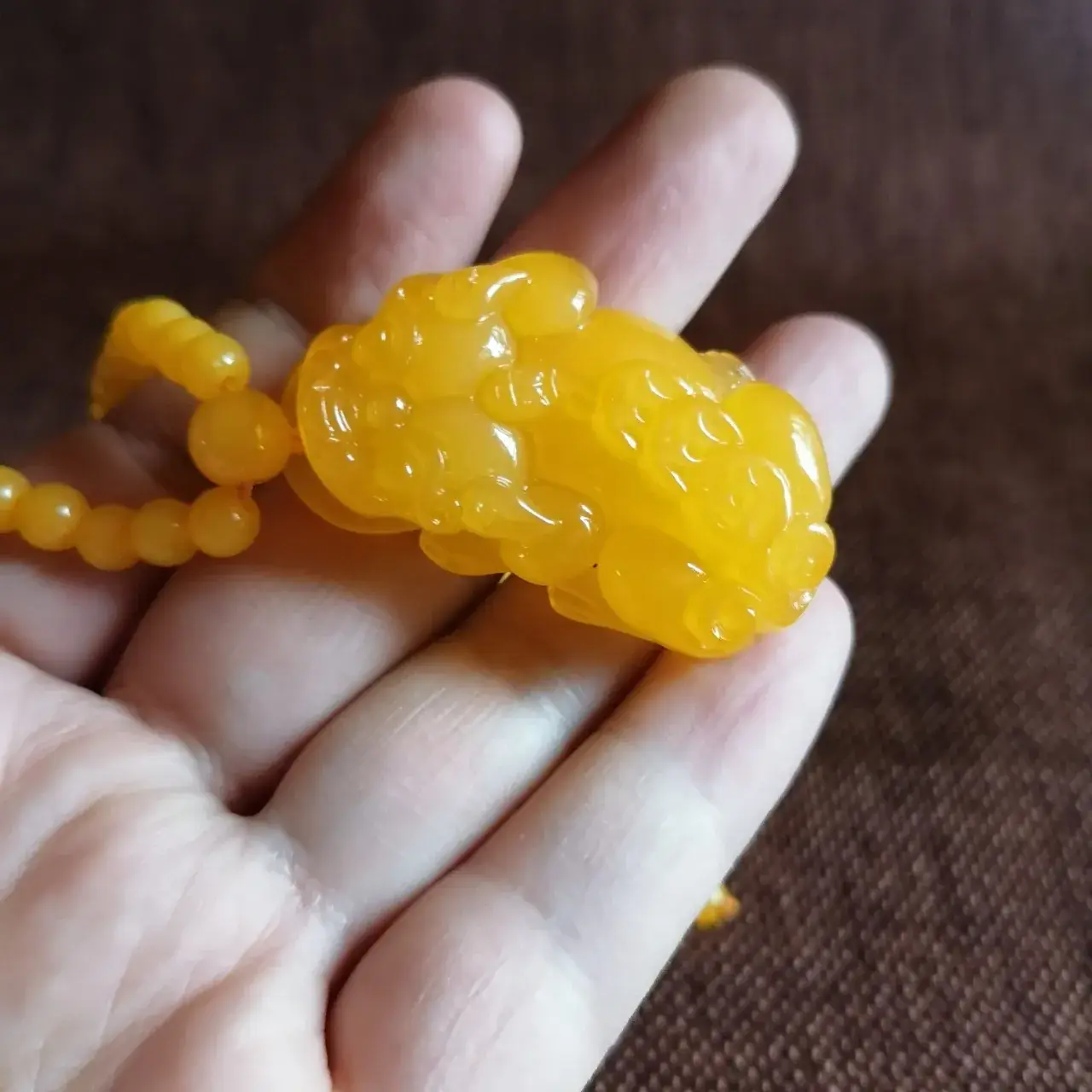 Yellow Beeswax Pixiu Pendant for Men Women — feature 5