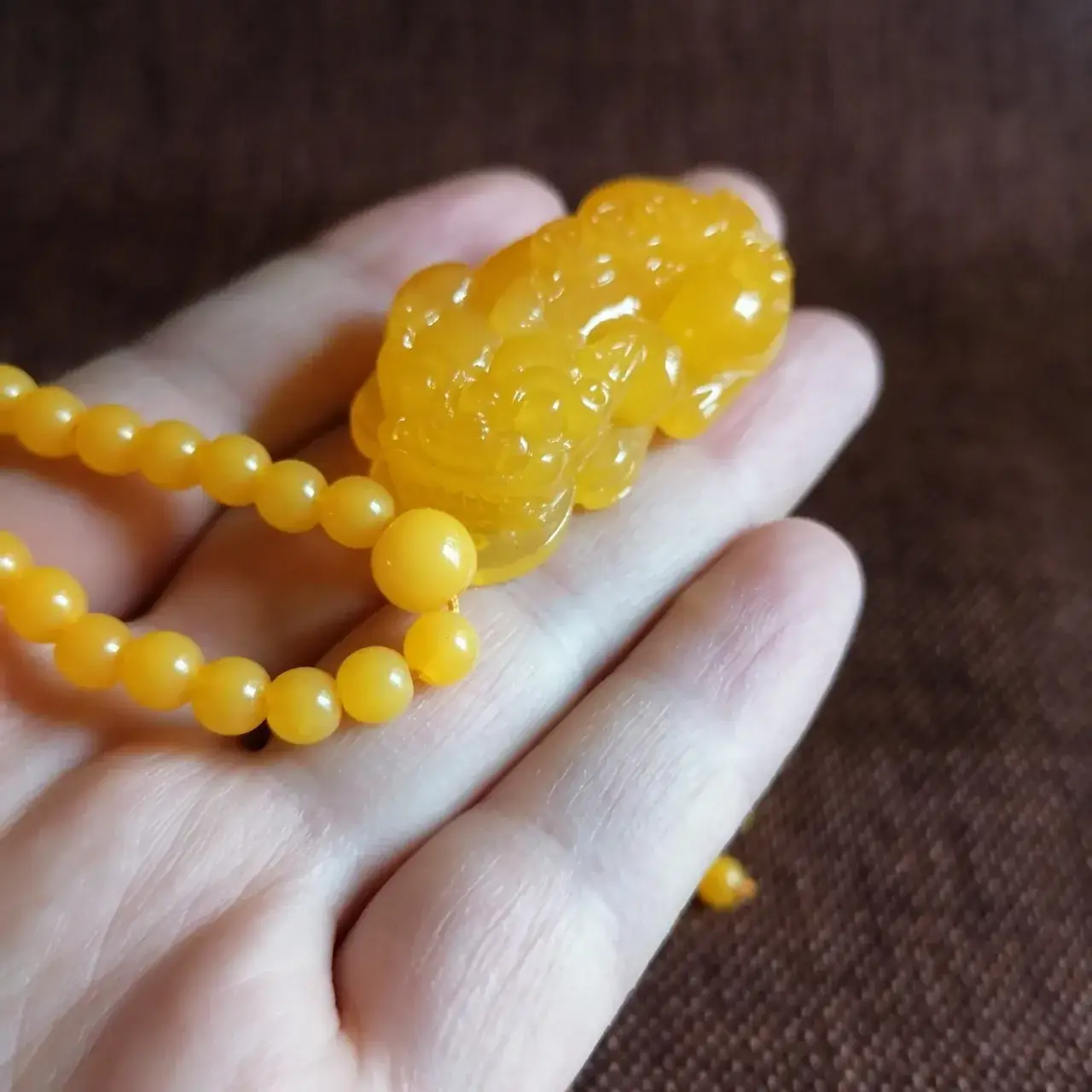 Yellow Beeswax Pixiu Pendant for Men Women — feature 6