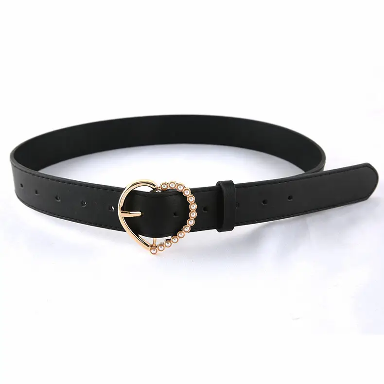 Women's White Pearl Pin Buckle Belt with Korean Style Design - Image 7