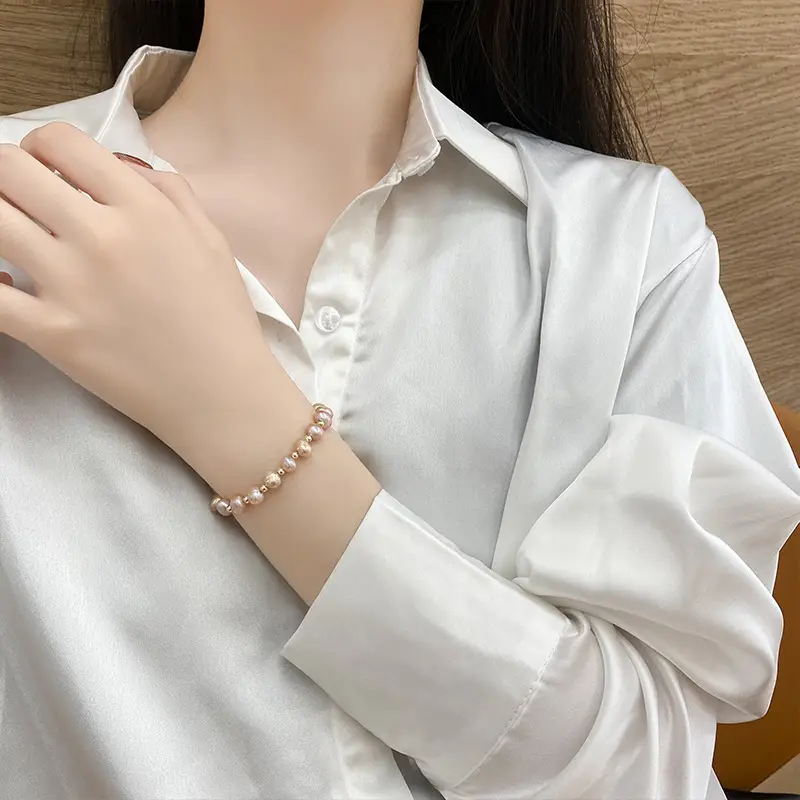 14K Gold Plated Pearl Bracelet for Women