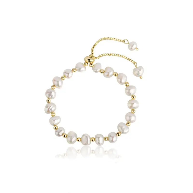 14K Gold Plated Pearl Bracelet for Women