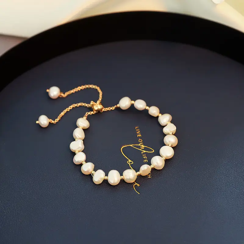 14K Gold Plated Pearl Bracelet for Women