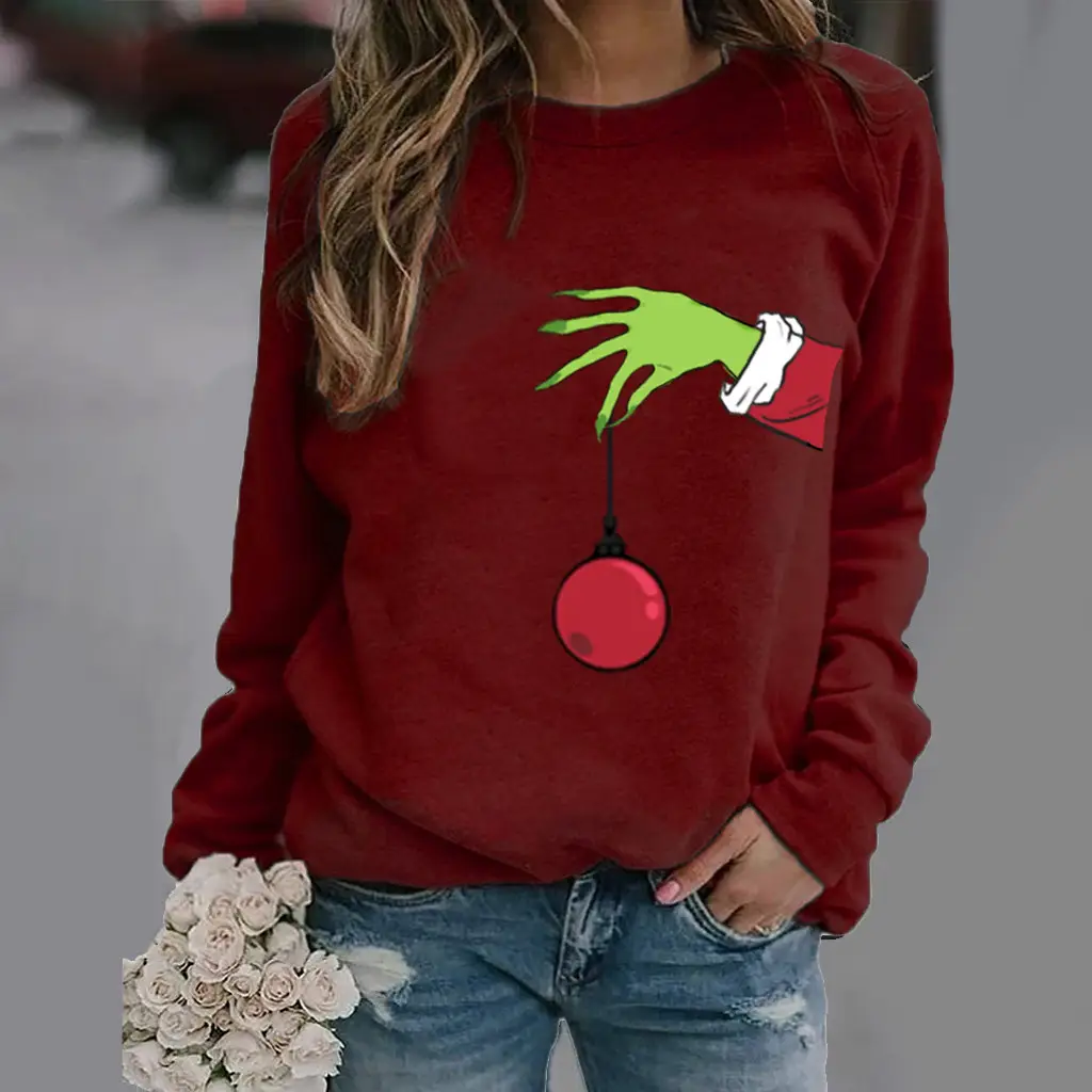Yellow Printed Long Sleeve Round Neck Sweater with Ball Design - Image 11
