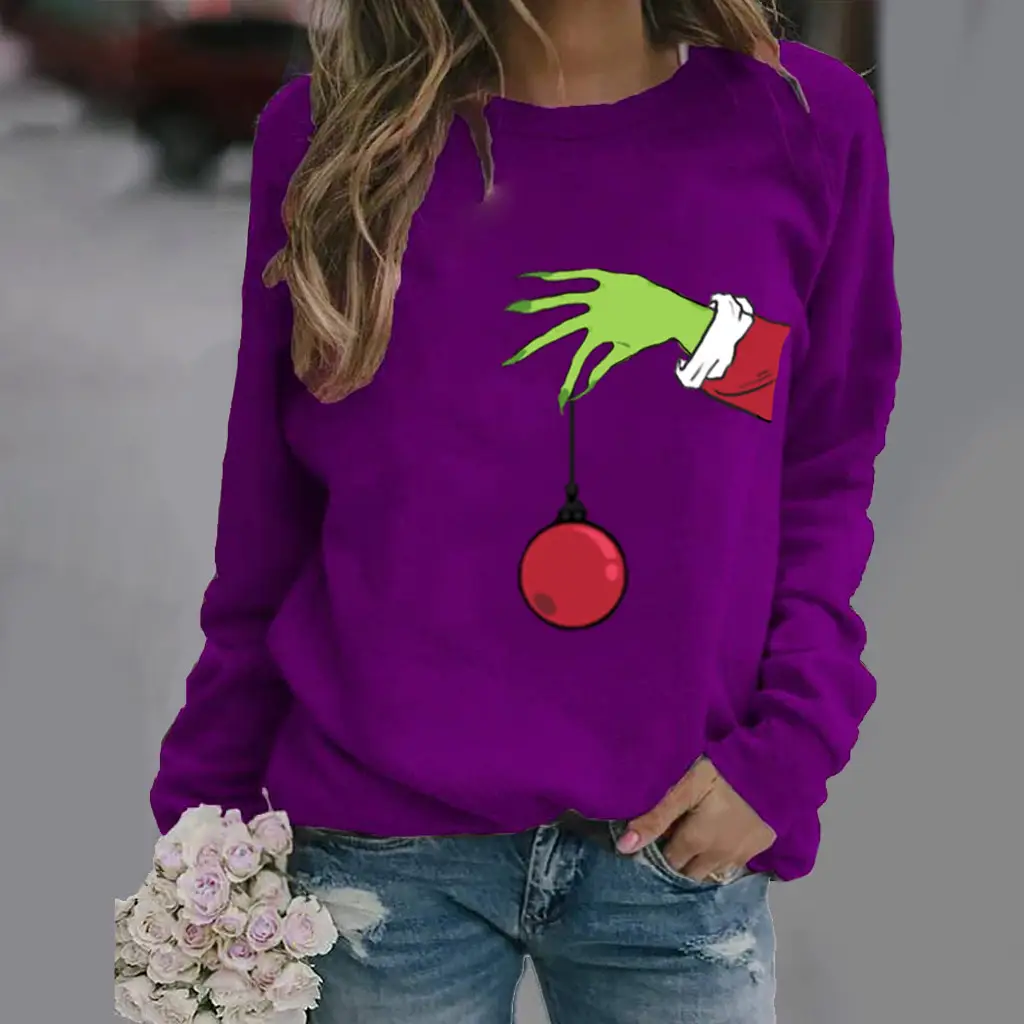 Yellow Printed Long Sleeve Round Neck Sweater with Ball Design - Image 6