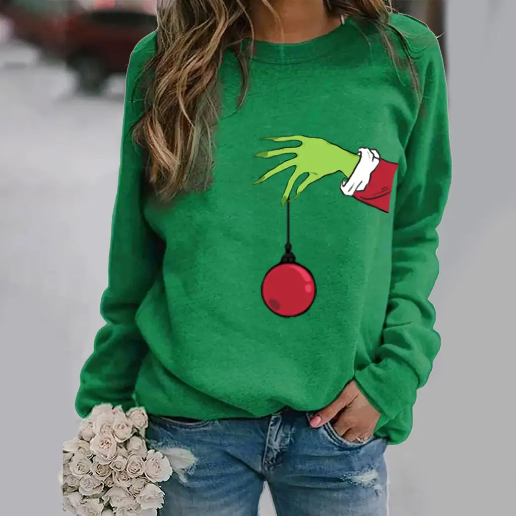 Yellow Printed Long Sleeve Round Neck Sweater with Ball Design - Image 8