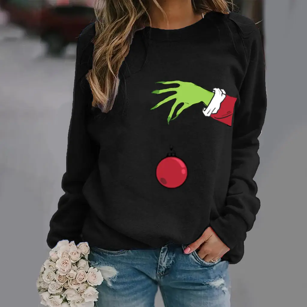 Yellow Printed Long Sleeve Round Neck Sweater with Ball Design - Image 9