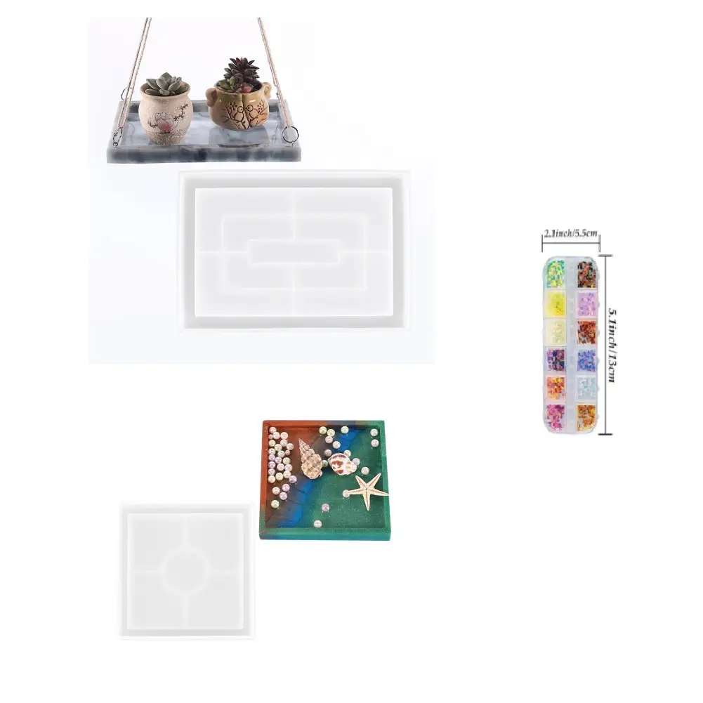 Crystal Drop Glue Mirror Tray Mold for DIY Jewelry - Image 3