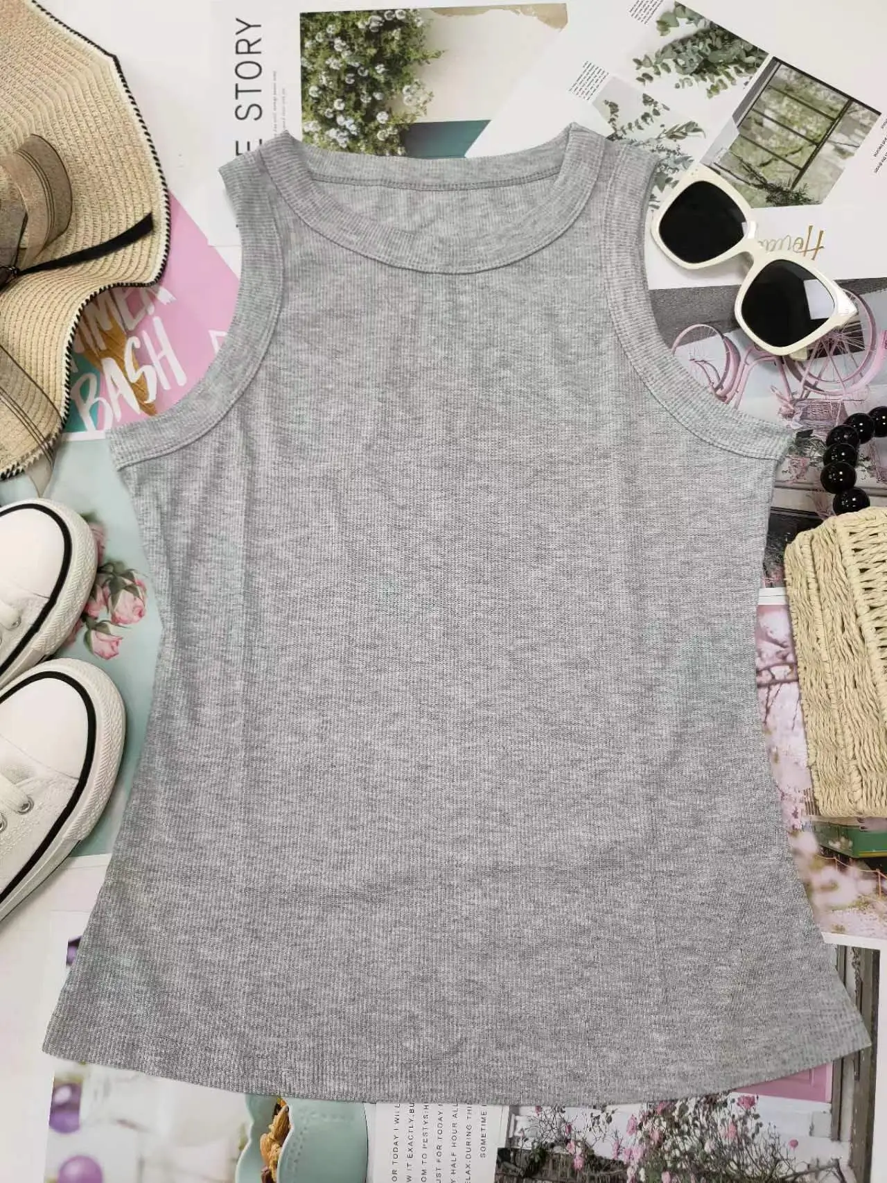 Black Solid Color Tank Top for Women — feature 21