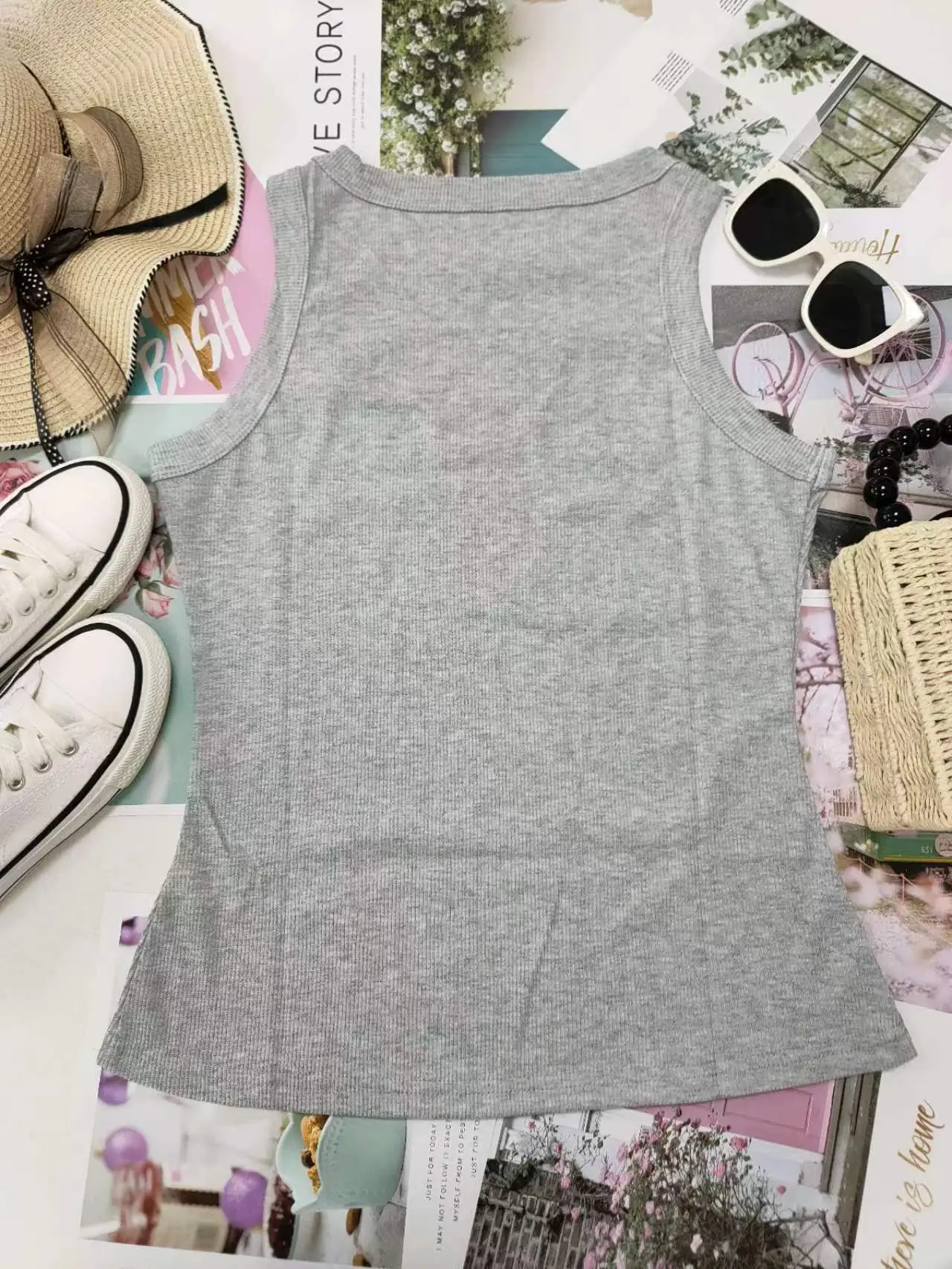 Black Solid Color Tank Top for Women — feature 22