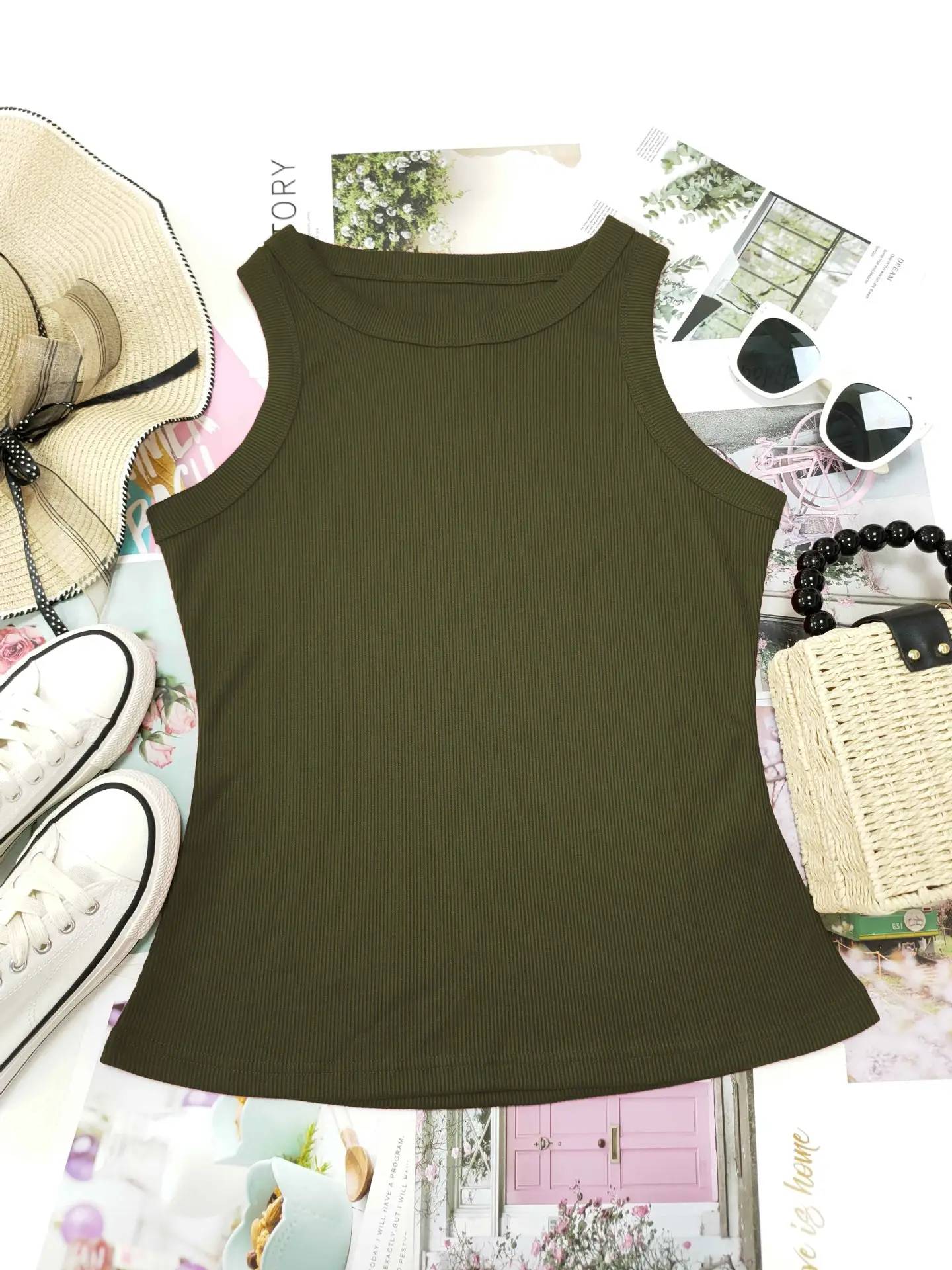 Black Solid Color Tank Top for Women — feature 29
