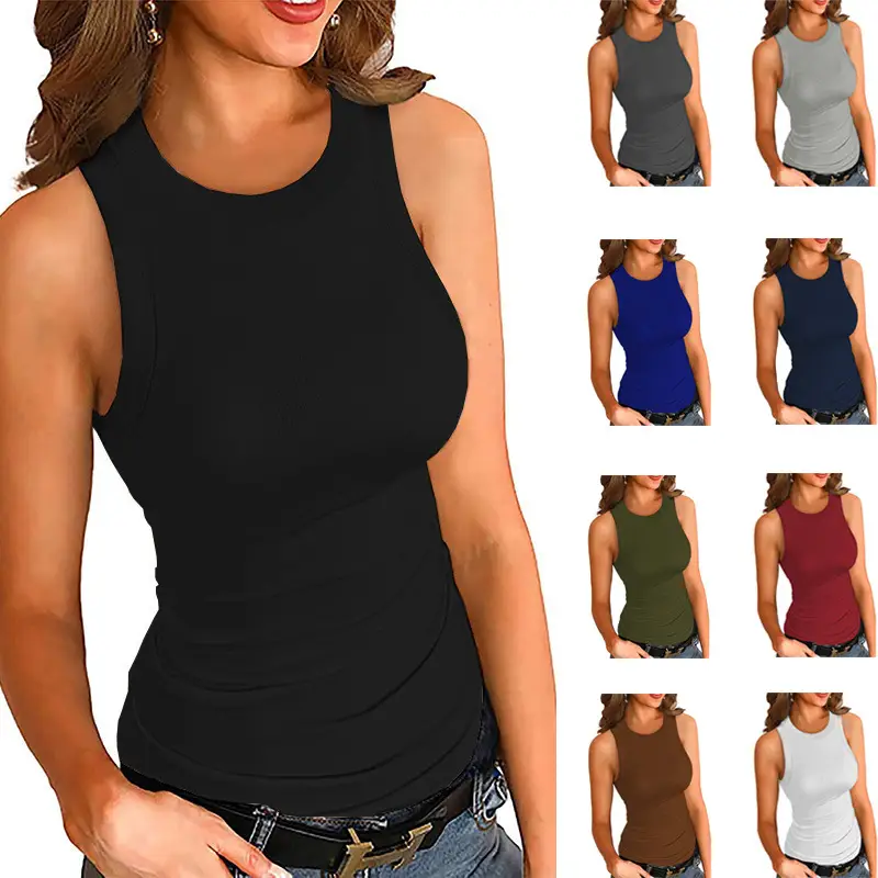 Black Solid Color Tank Top for Women — feature 6